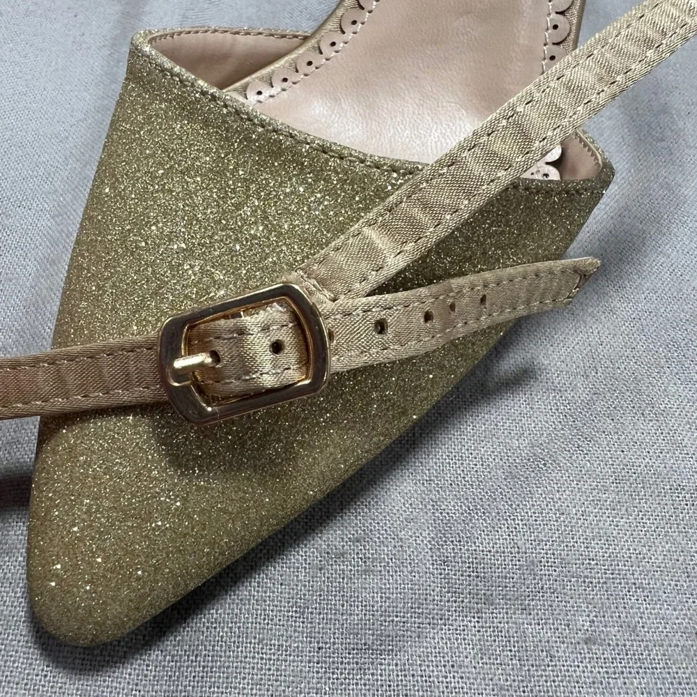Journee Collection Leila Glitter Pumps D'Orsay Ankle Strap Heels Pointed Toe 6.5